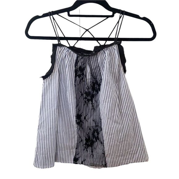 Calvin Rucker Pin Stripe Key Hole Front Lace Panel Tank Size XS - Picture 4 of 7